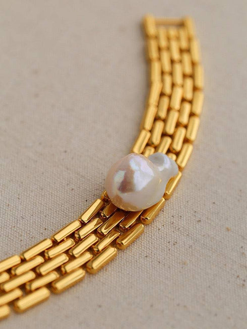 Baroque Pearl Long Tassel Watch Chain Bracelet - Zafari Studio Jewelry
